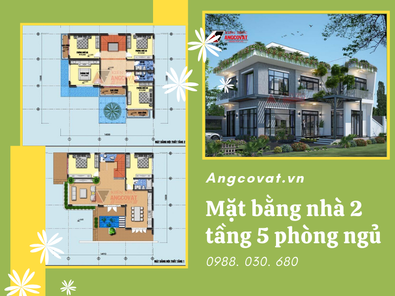 Tổng hợp những phương án thiết kế mặt bằng nhà 2 tầng 5 phòng ngủ hoàn mỹ nhất